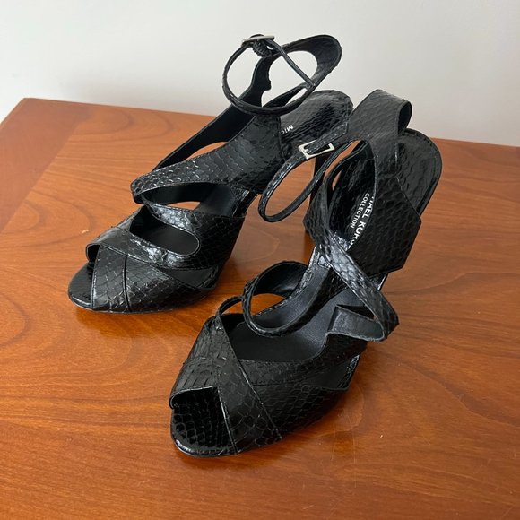 Michael Kors Black Snakeskin Open Toe Heel Pumps - Never Worn Size EU 36 1/2 - Picture 7 of 7